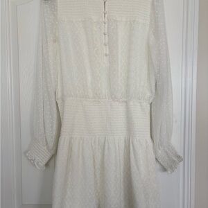 White House Black Market Swiss Dot Drop Waist Smocked Dress Countrycore Coquette